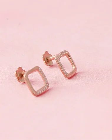 Halo Square Studs in 92.5 Silver