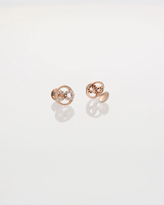 Infinity Luxe Rose Gold Studs in 92.5 Silver