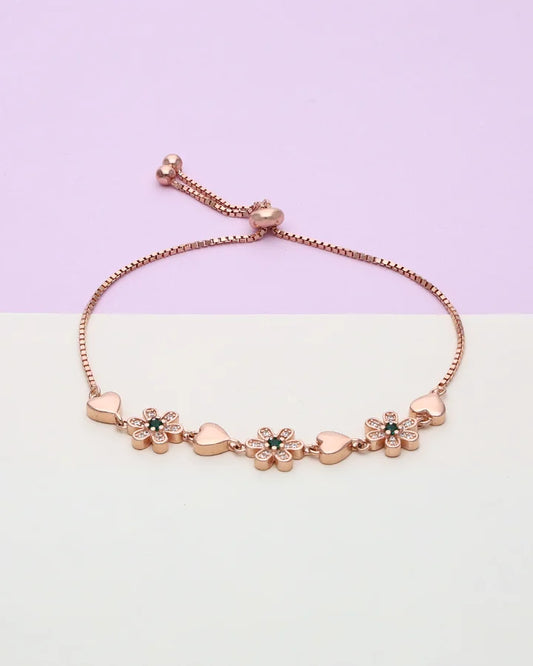 Radiant Petals & Hearts Bracelet in 92.5 Silver