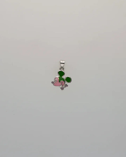 Mint and Blush Mickey Charm Pendant in 92.5 Silver