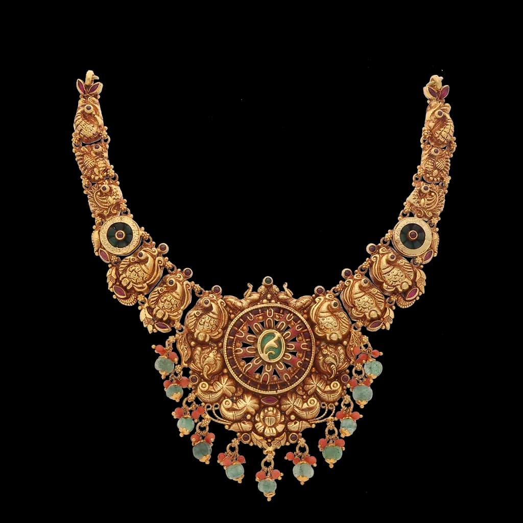 Coral Peacock Elegance Necklace