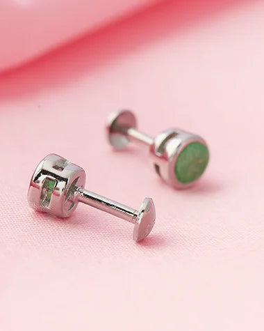 Mint Glow Rhodium Studs in 92.5 Silver