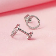Elegant circular Rhodium Studs  in 92.5 Silver