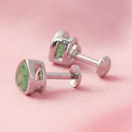 Mint Heart Rhodium Studs in 92.5 Silver