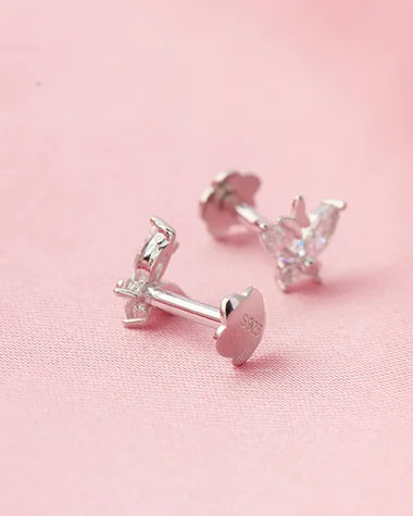 Butterfly Gleam Rhodium Studs in 92.5 Silver
