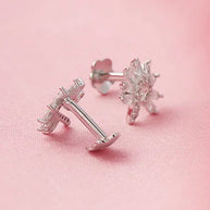 Timeless Floral Rhodium Studs in 92.5 Silver