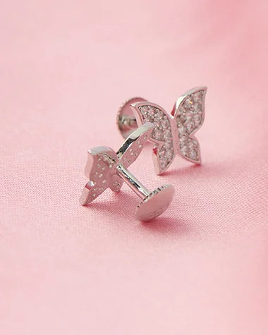 Refined Geometry Rhodium Studs in 92.5 Silver