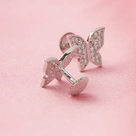 Refined Geometry Rhodium Studs in 92.5 Silver