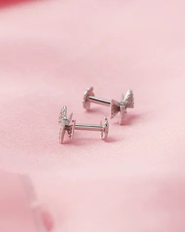 Twilight Bow Rhodium Studs in 92.5 Silver
