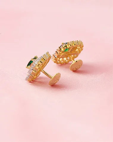 Ruby Halo Heritage Studs in 92.5 Silver