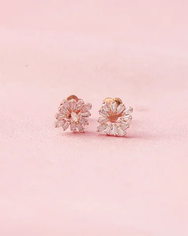 Radiant Rose Gold Square Studs in 92.5 Silver