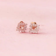 Radiant Rose Gold Square Studs in 92.5 Silver
