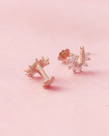 Curved Floral Studs  in 92.5 Silver