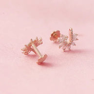 Curved Floral Studs  in 92.5 Silver