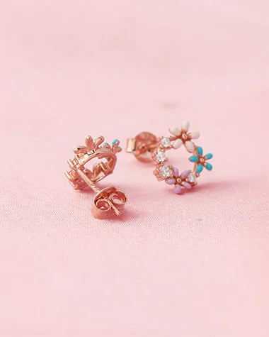 Blossom Aura Rose Gold Studs in 92.5 Silver