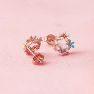 Blossom Aura Rose Gold Studs in 92.5 Silver