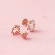 Radiant Circle Rose Gold Studs in 92.5 Silver