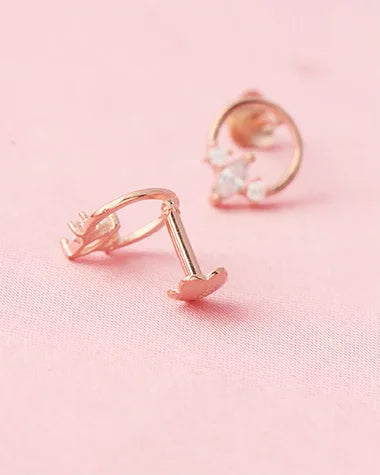Rose Gold Pearl Halo Studs in 92.5 Silver