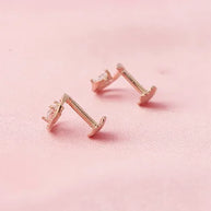 Moonlit Heart Rose Gold Studs in 92.5 Silver