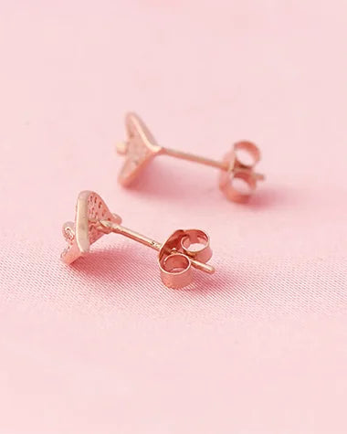 Lustre Leaf Rose Gold Studs in 92.5 Silver