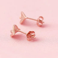 Lustre Leaf Rose Gold Studs in 92.5 Silver