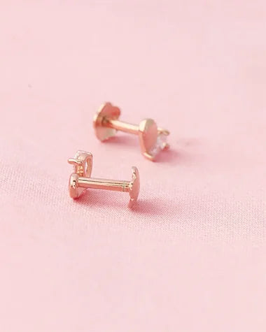 Twilight Heart Rose Gold Studs in 92.5 Silver