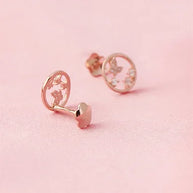 Rose Gold Butterfly Halo Studs in 92.5 Silver