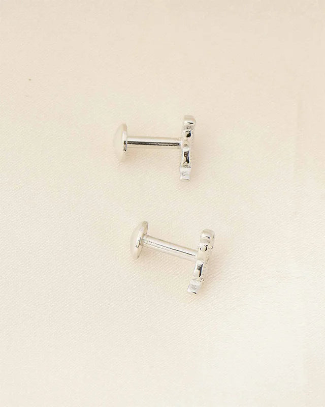 Mystic Mask Rhodium Studs in 92.5 Silver