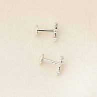 Mystic Mask Rhodium Studs in 92.5 Silver