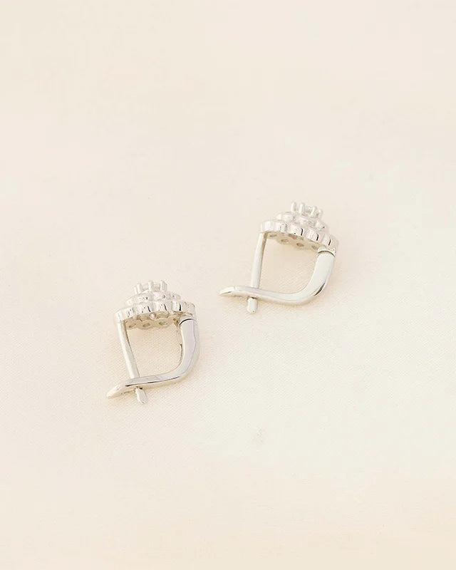 Floral J Rhodium Studs in 92.5 Silver