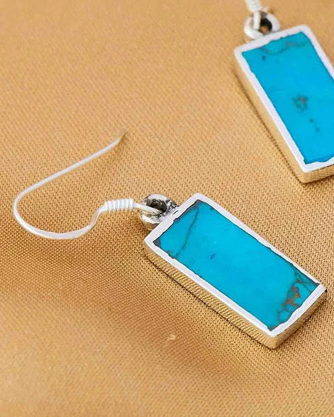 Rectangular Rhodium earring in 92.5 Silver