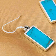 Rectangular Rhodium earring in 92.5 Silver