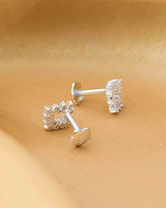 Radiant Square Rhodium Studs in 92.5 Silver