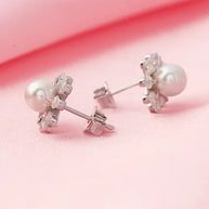 Elegant Geometry Rhodium Studs  in 92.5 Silver