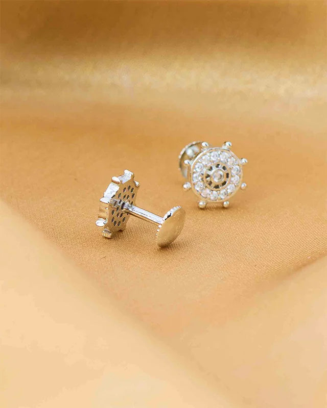 Circular Rhodium Studs  in 92.5 Silver