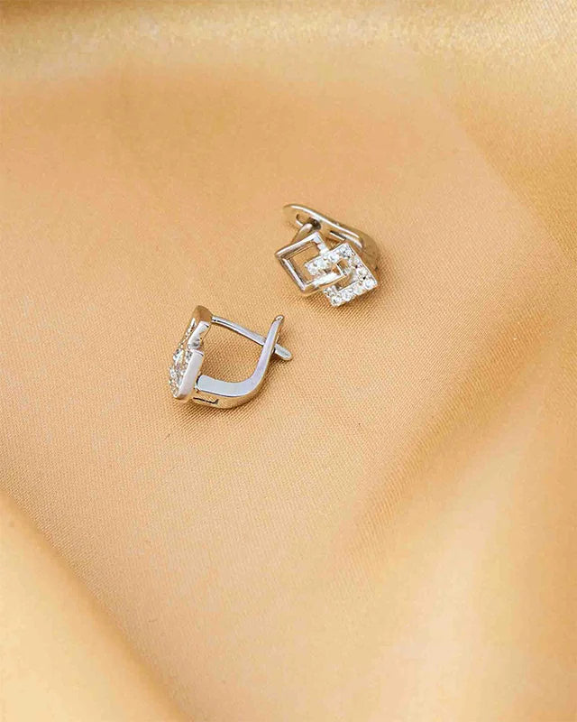 Lustre Gem Rhodium Studs in 92.5 Silver