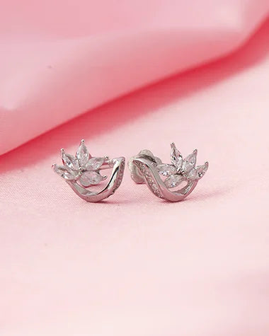 Blossom Curve Silver Studs in 92.5 Silver