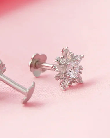 Celestial Star Rhodium Studs  in 92.5 Silver