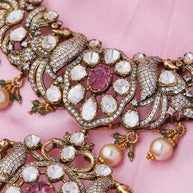 Maharani’s Elegance Necklace with Ruby and Pearl Hangings