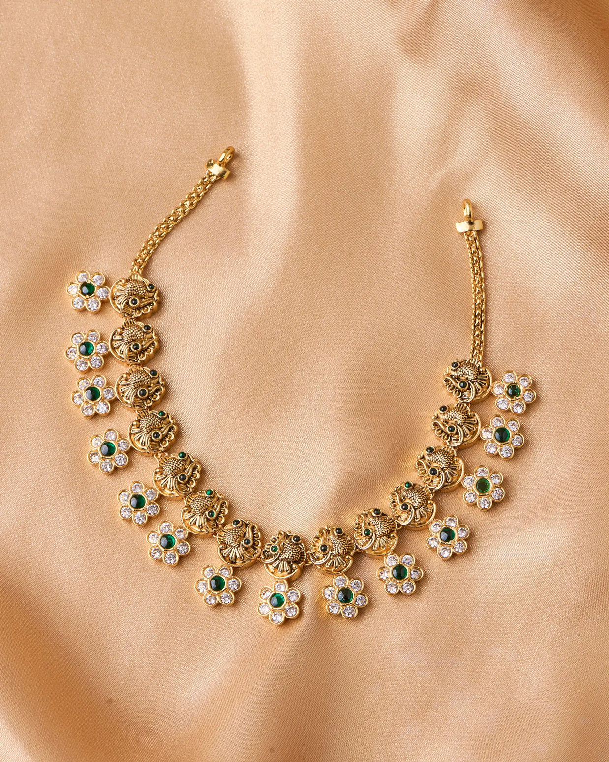 Antique Peacock Floral Necklace