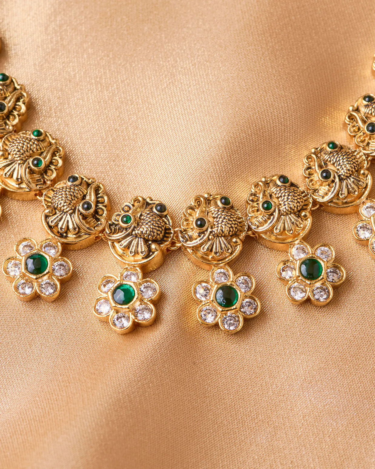Antique Peacock Floral Necklace