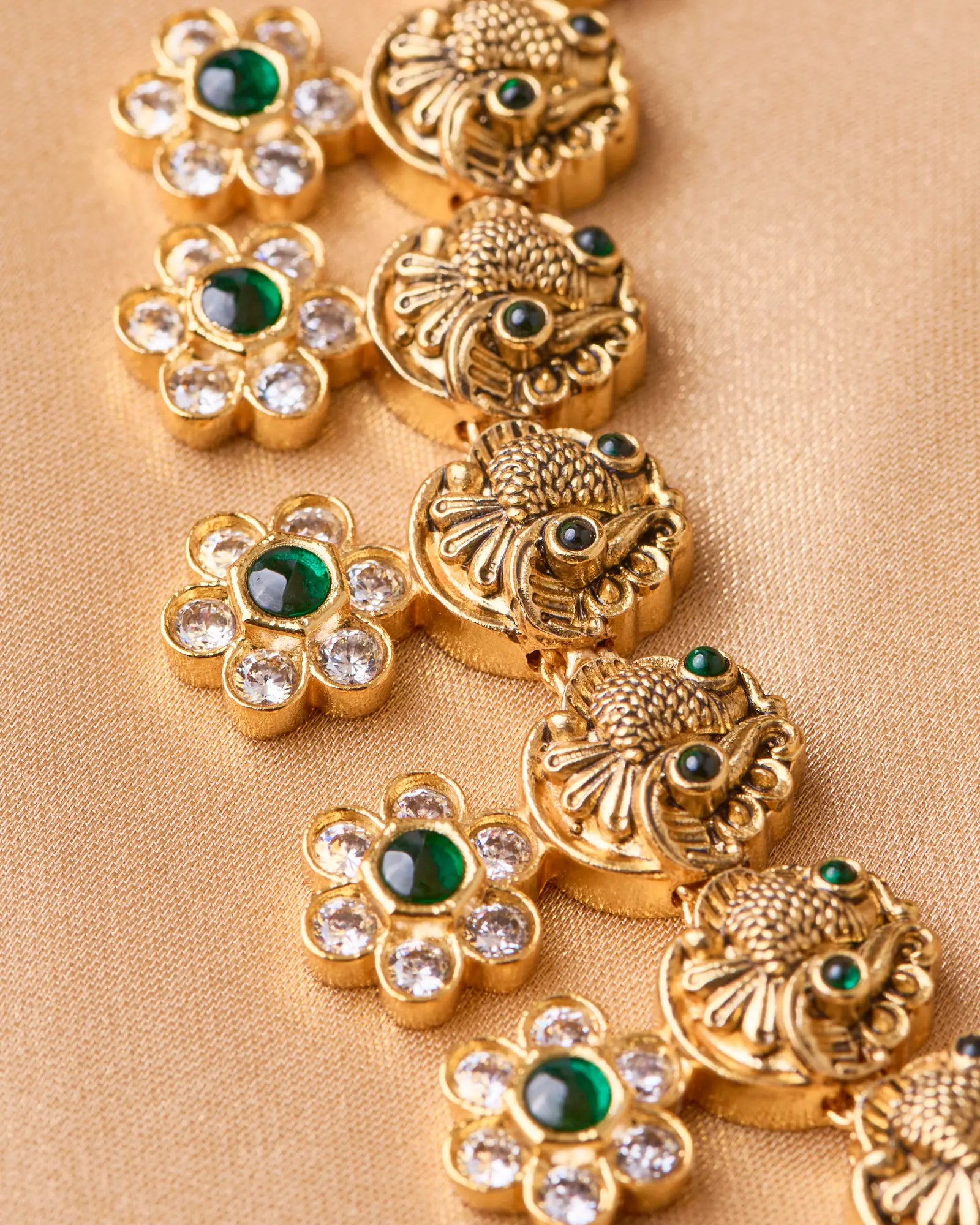 Antique Peacock Floral Necklace