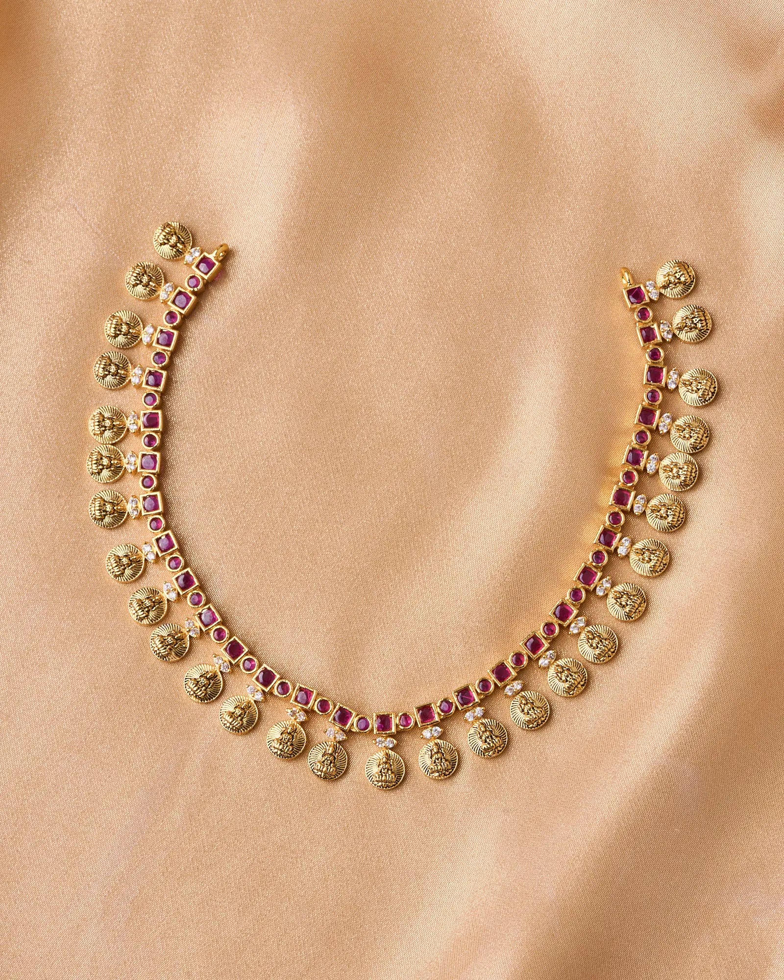 Antique Lakshmi Ruby Stone Necklace