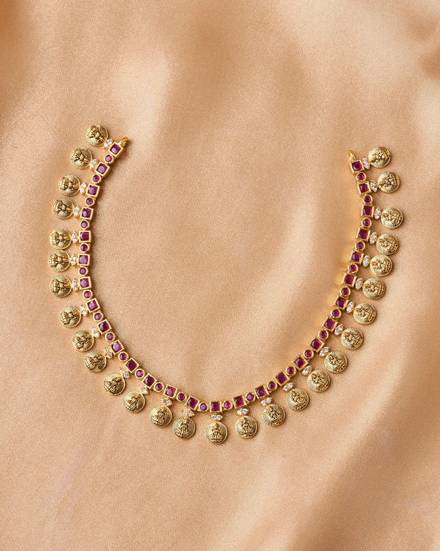 Antique Lakshmi Ruby Stone Necklace
