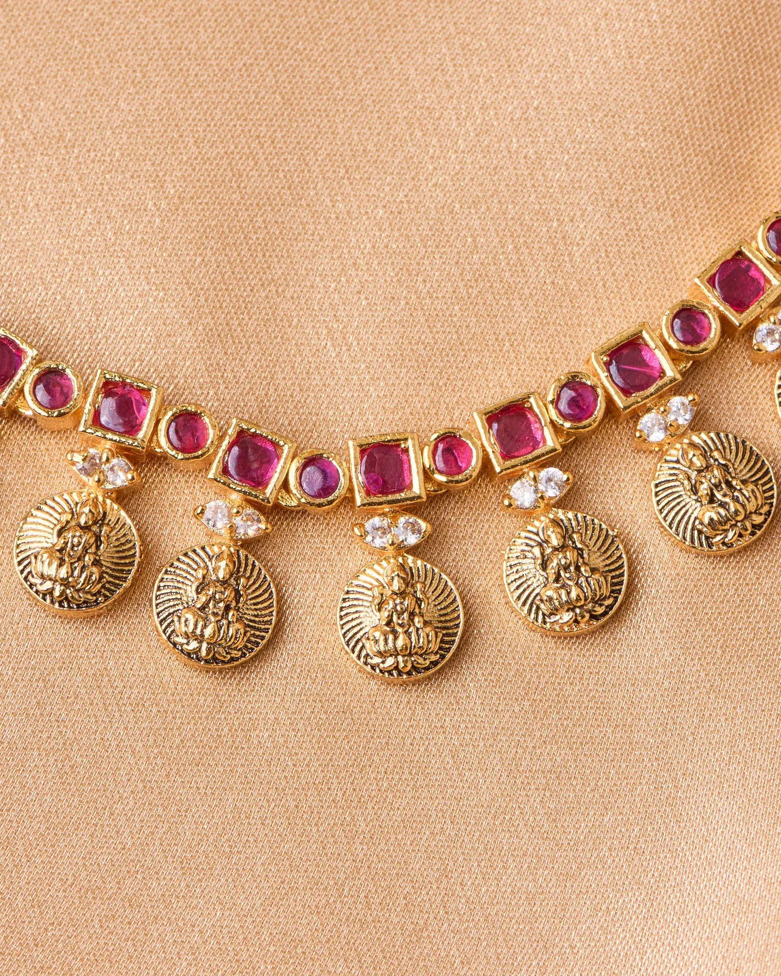 Antique Lakshmi Ruby Stone Necklace