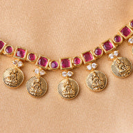 Antique Lakshmi Ruby Stone Necklace