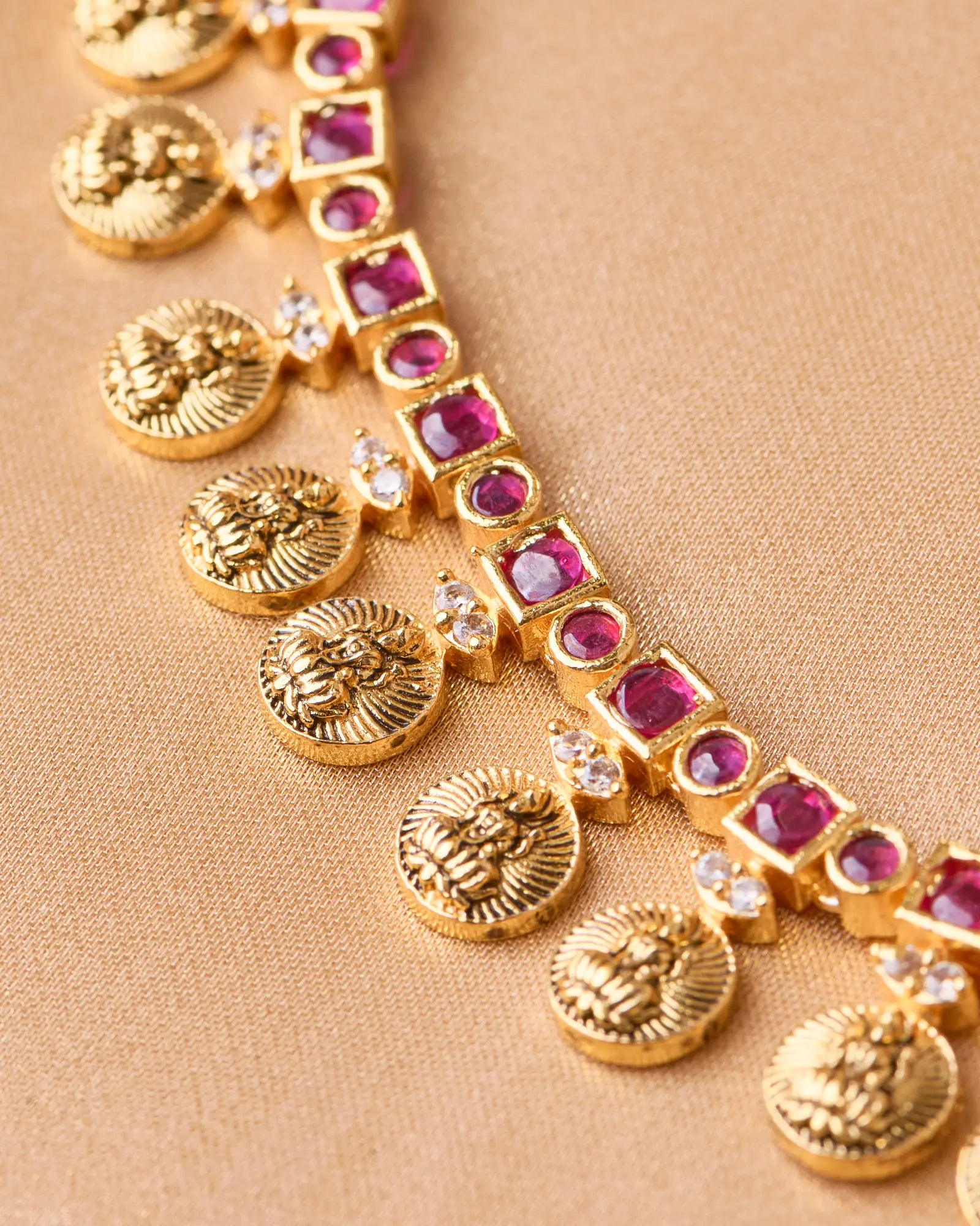 Antique Lakshmi Ruby Stone Necklace