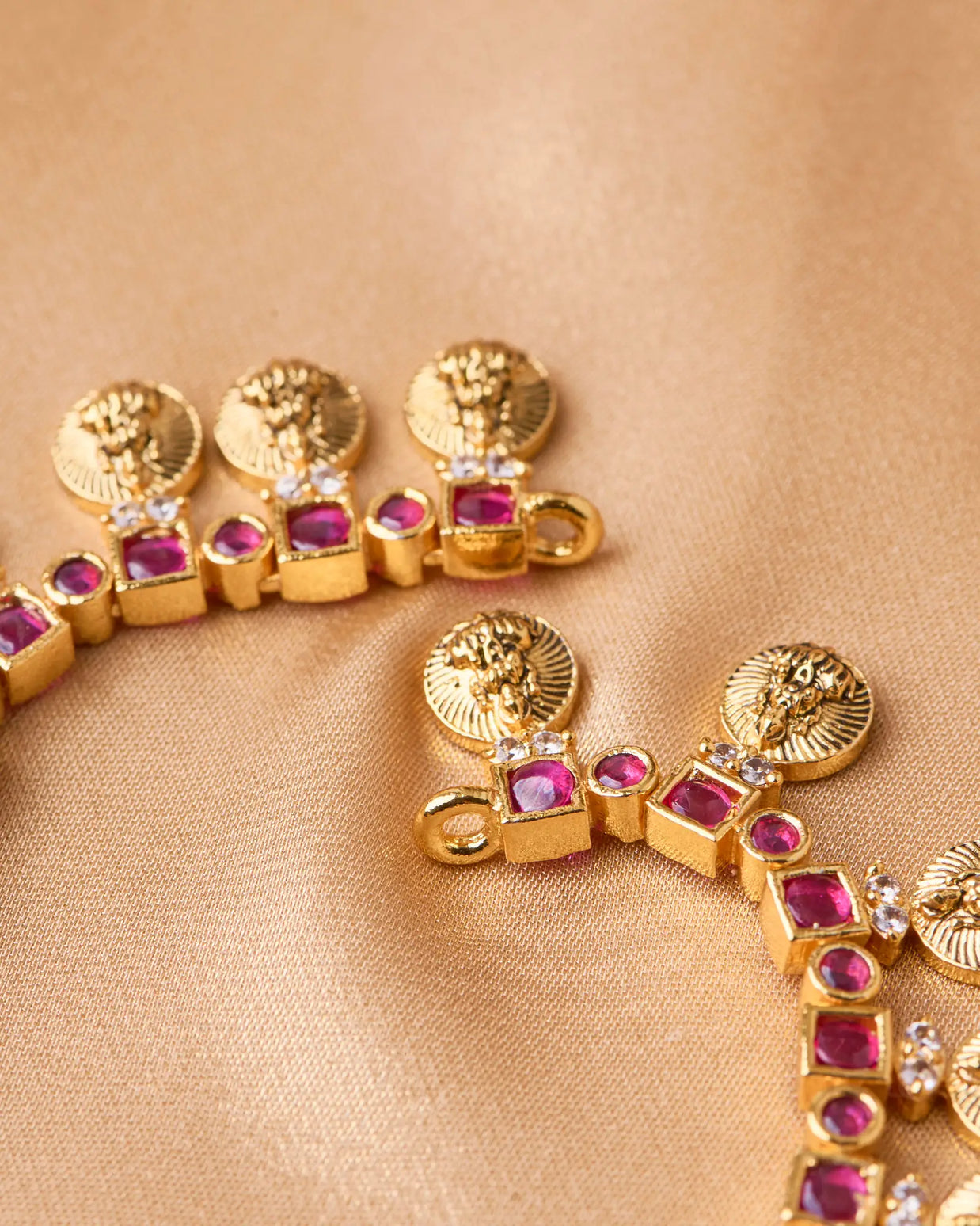 Antique Lakshmi Ruby Stone Necklace