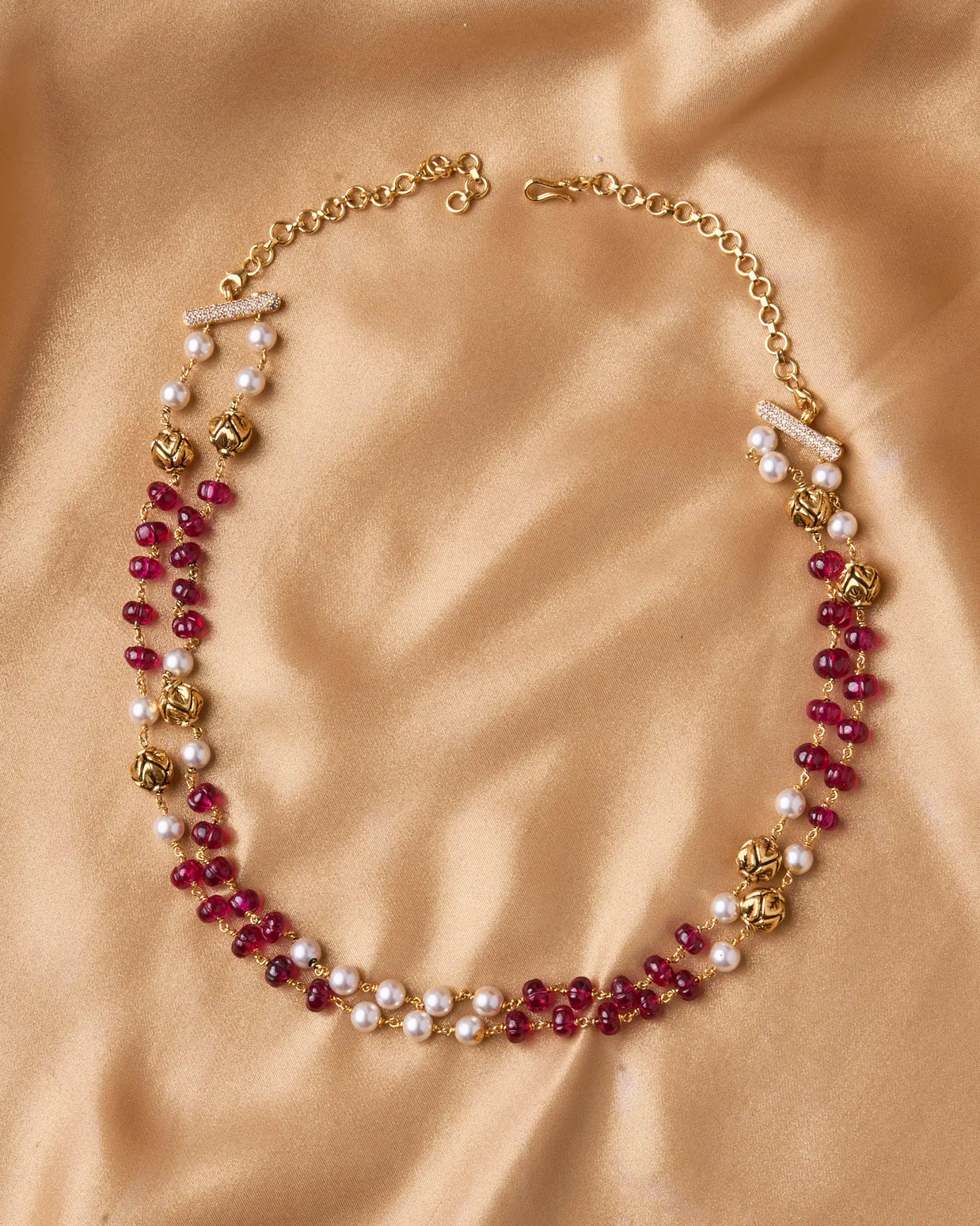 Antique 2-Layer Ruby & Pearl Mala