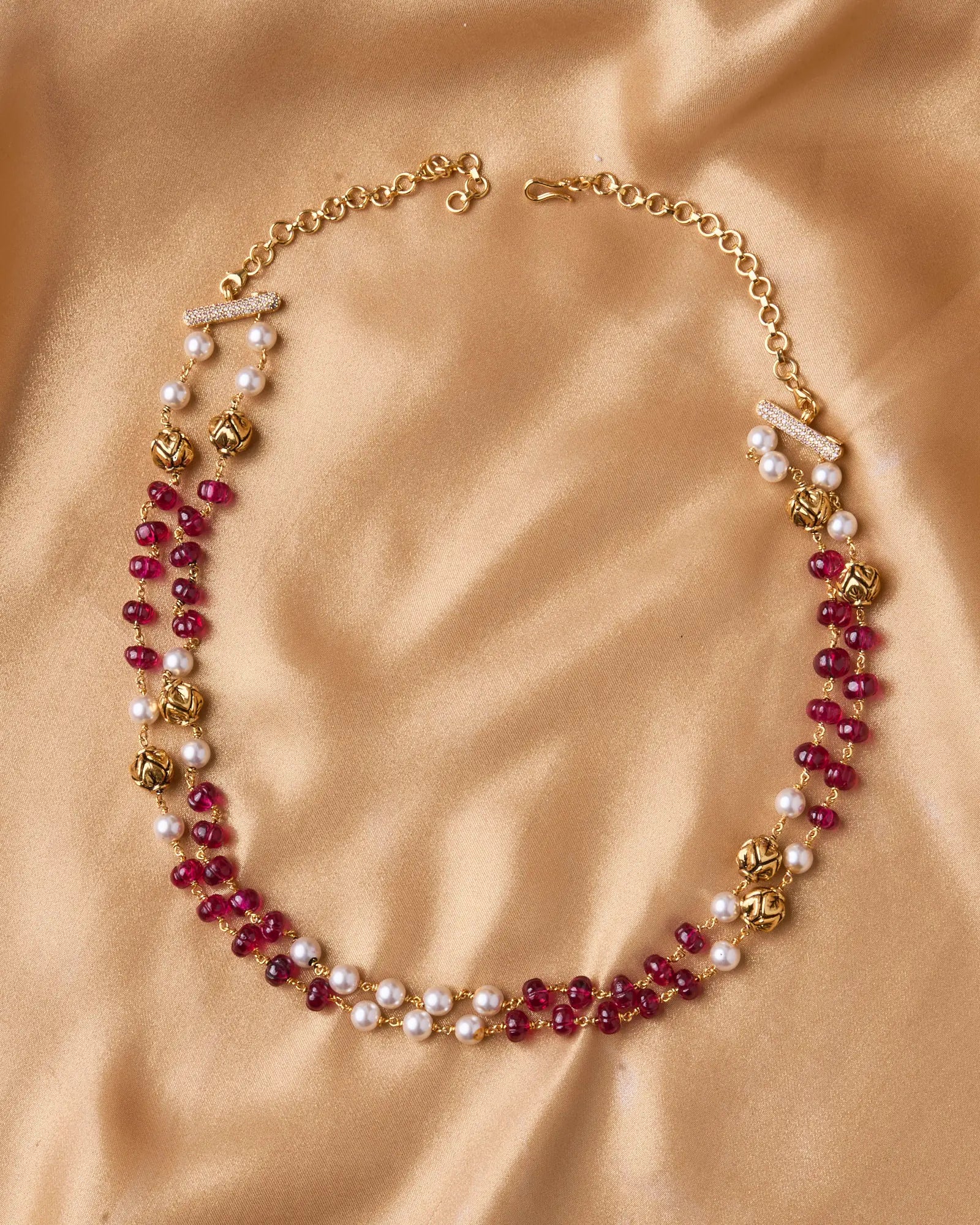 Antique 2-Layer Ruby & Pearl Mala